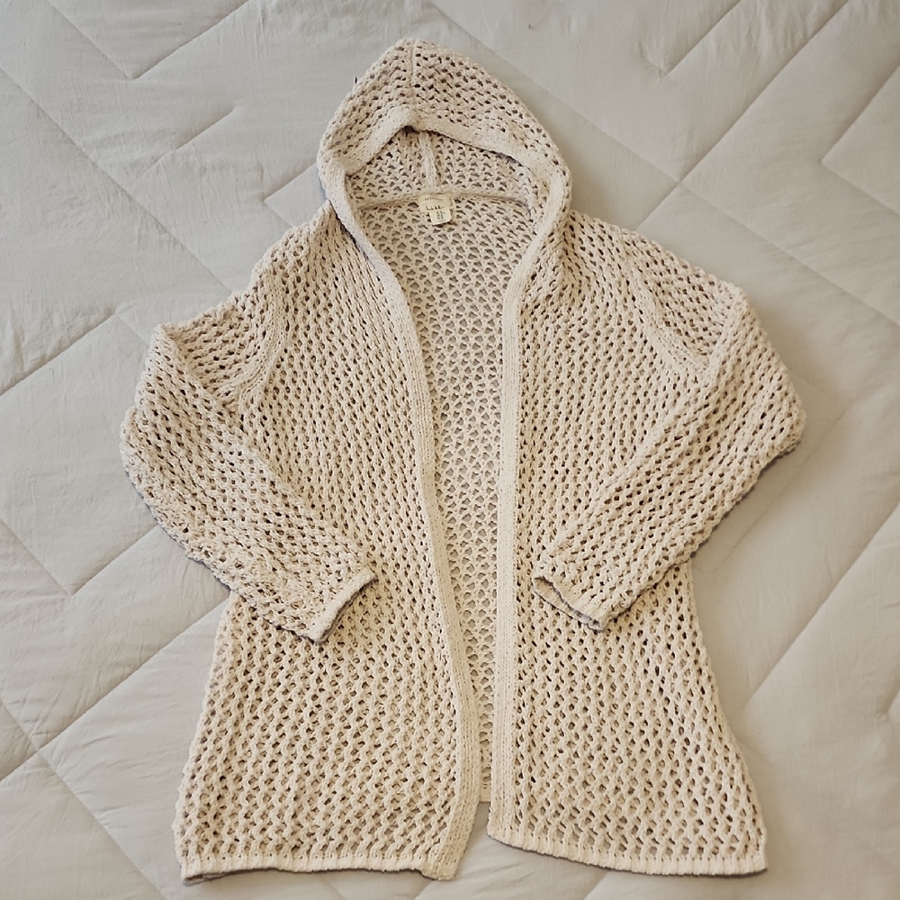 Nicole Miller Cream Open-Knit Cardigan